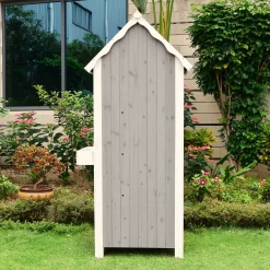 Holz-Gerätehaus mit Blumenkasten