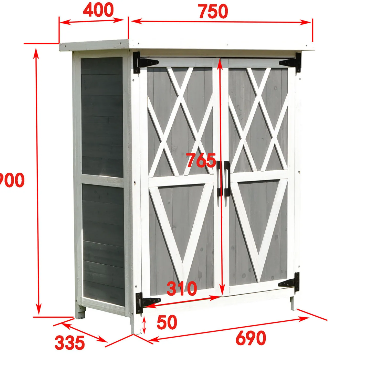 Holz-Kommode 2-türig grau-weiss