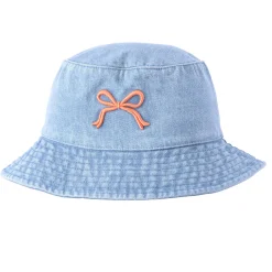 Jeans Fischerhut mit gestickter Schleife