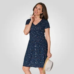 Jersey-Kleid durchgeknöpft