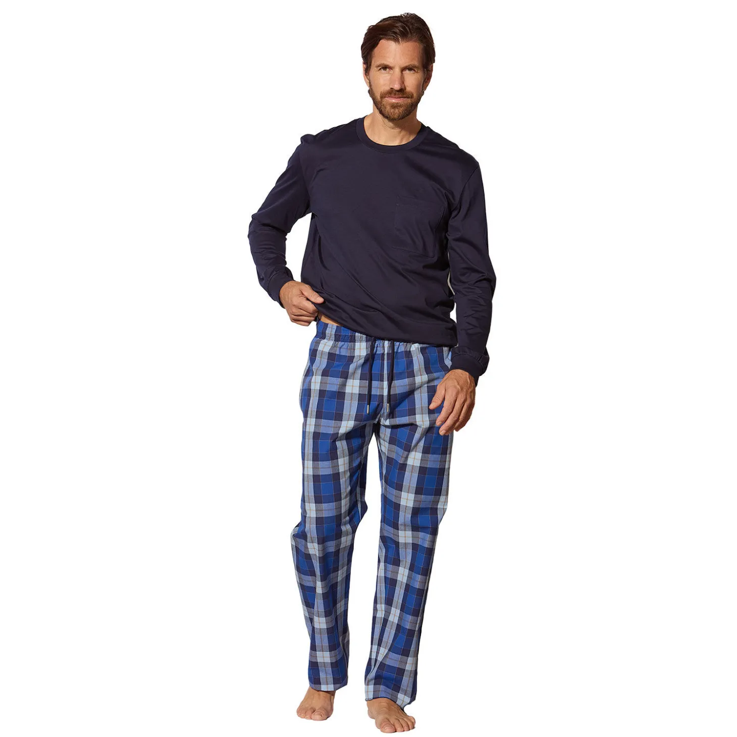 Karierte Pyjama Hose aus Baumwolle, gewoben