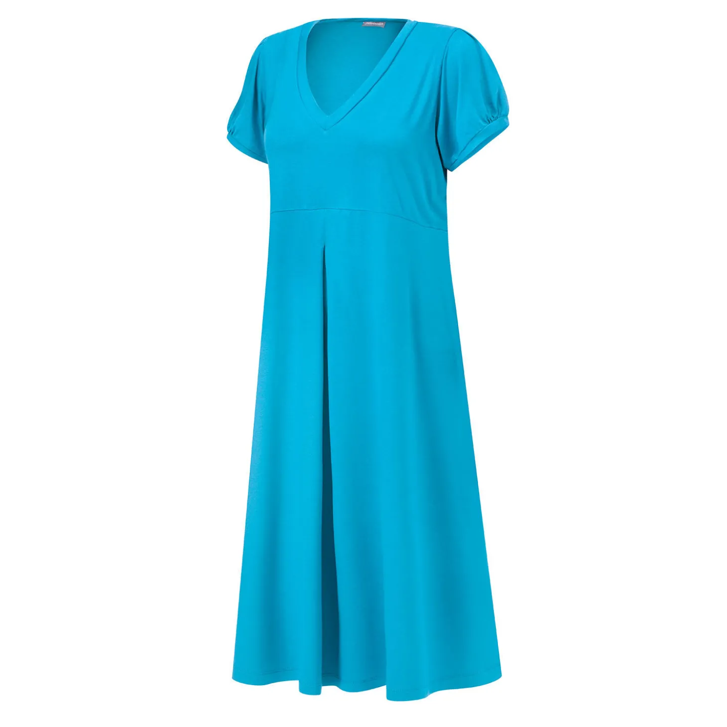 Kleid mit Puffärmeln und V-Schnitt
