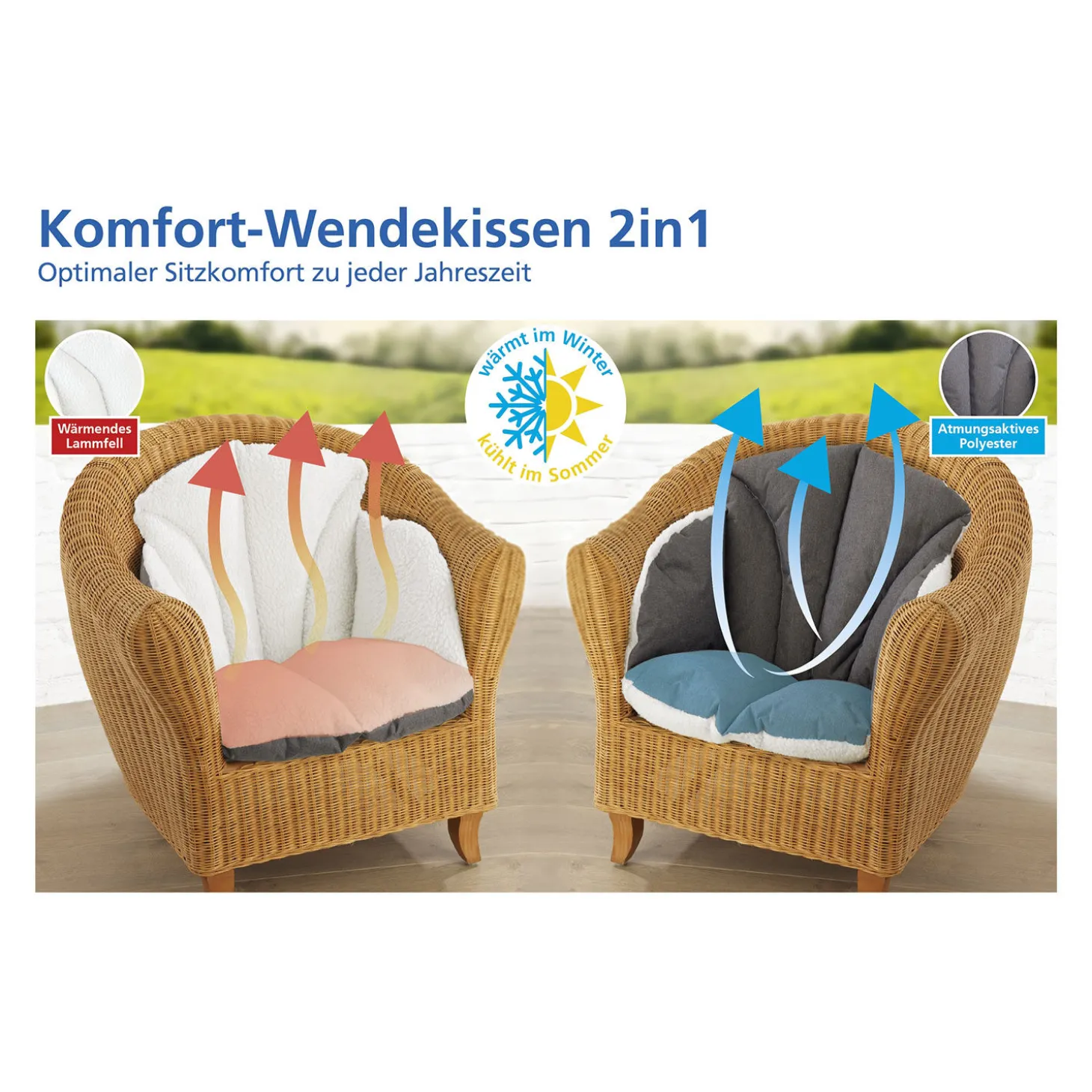 Komfortkissen Muschel 2in1 für Sommer und Winter