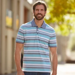 Kurzarm Herren Poloshirt gestreift