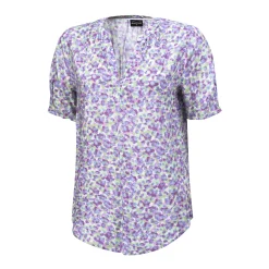 Kurzarmbluse mit romantischem Print aus Viscose