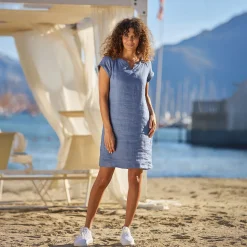 Kurzärmeliges Kleid aus Leinen