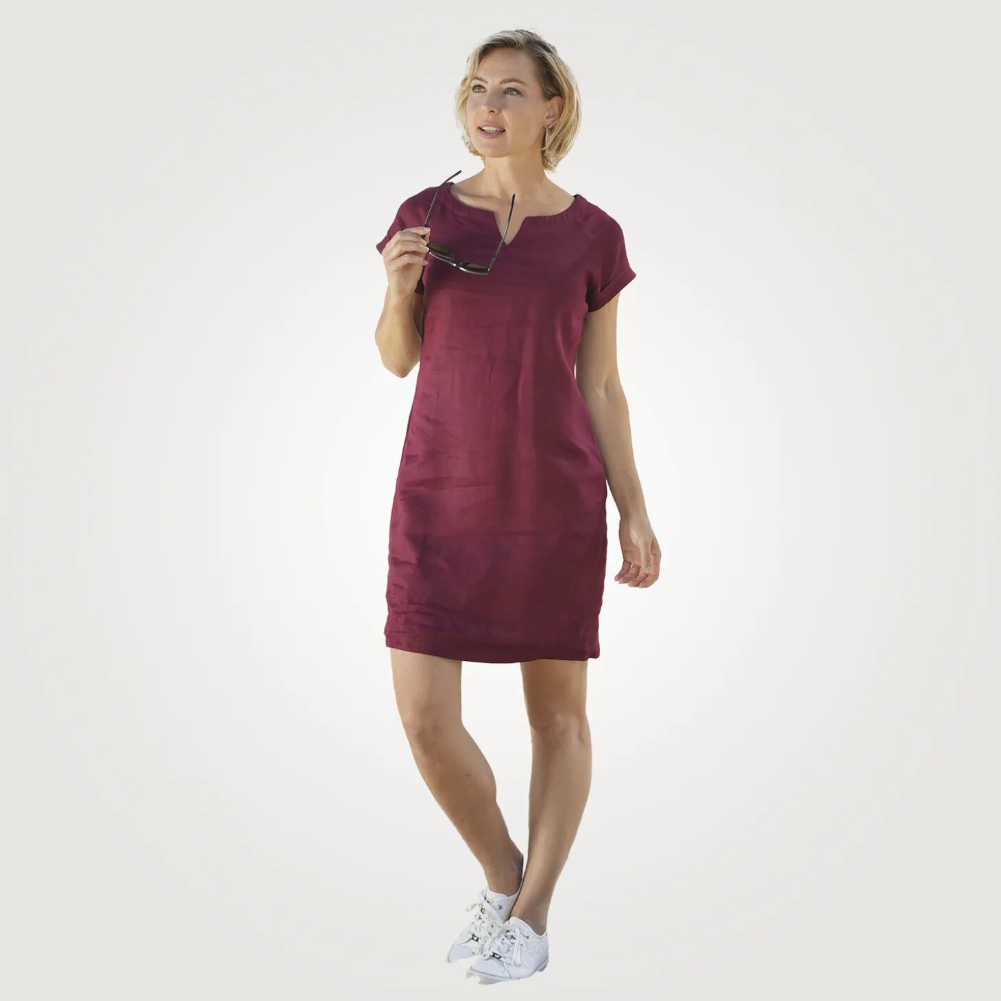 Kurzärmeliges Kleid aus Leinen