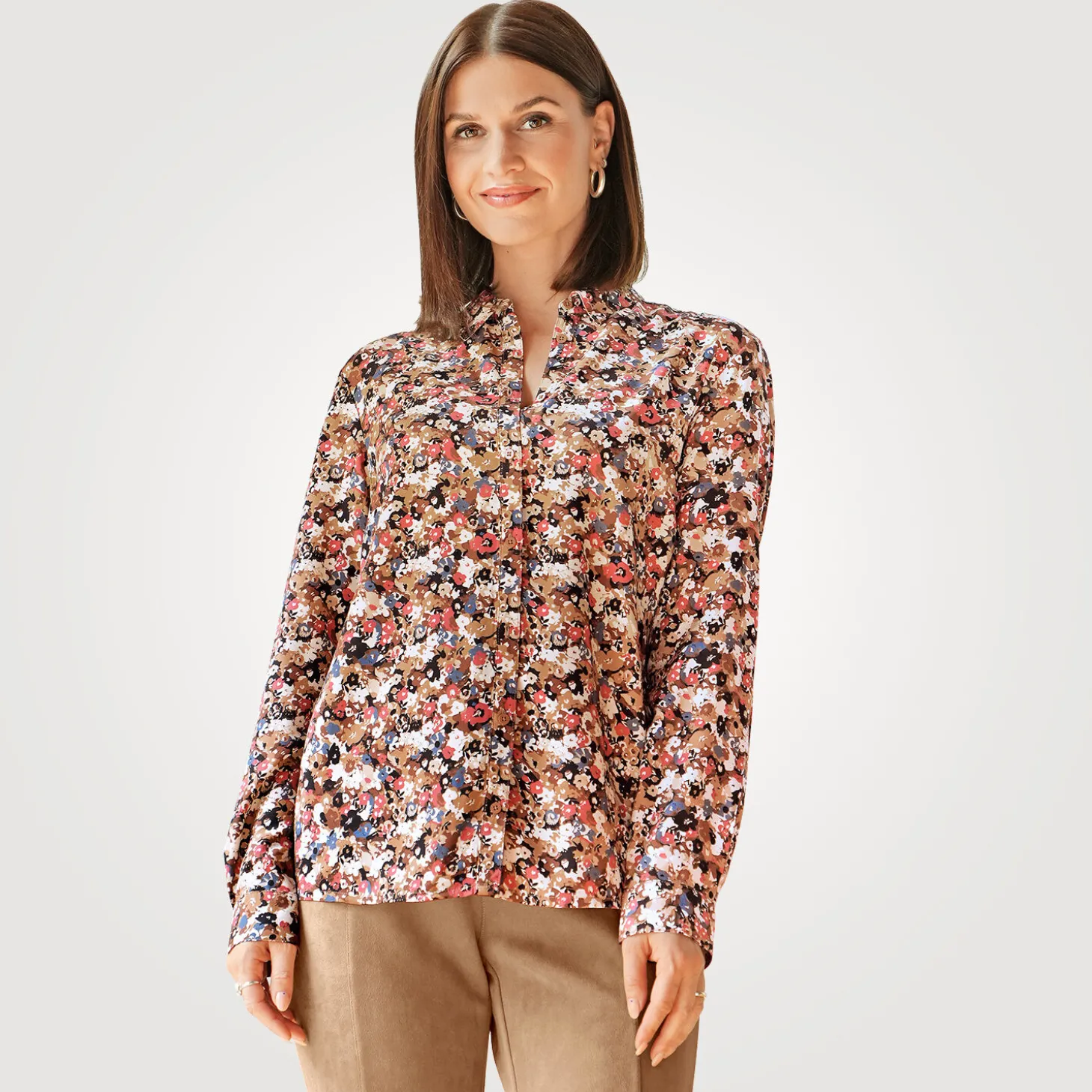 Langarmbluse Blümchen Print mit Hemdkragen