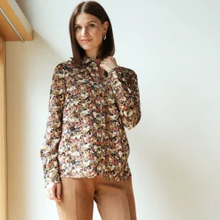 Langarmbluse Blümchen Print mit Hemdkragen