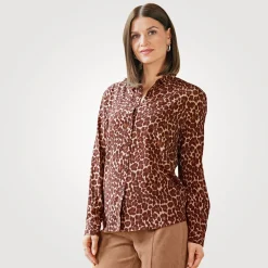 Langarmbluse Leopard Print mit Hemdkragen