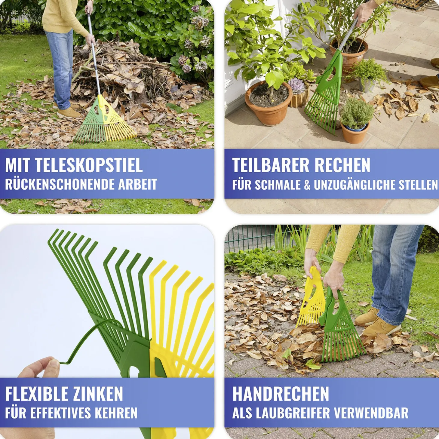 Laubrechen 3in1 mit Teleskopstiel