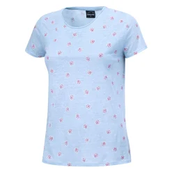 Leinen T-Shirt mit Allover-Print und Rundhalsausschnitt