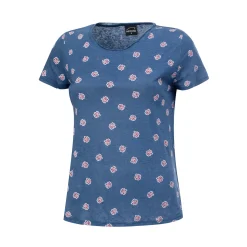Leinen T-Shirt mit Allover-Print und Rundhalsausschnitt