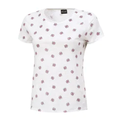 Leinen T-Shirt mit Allover-Print und Rundhalsausschnitt