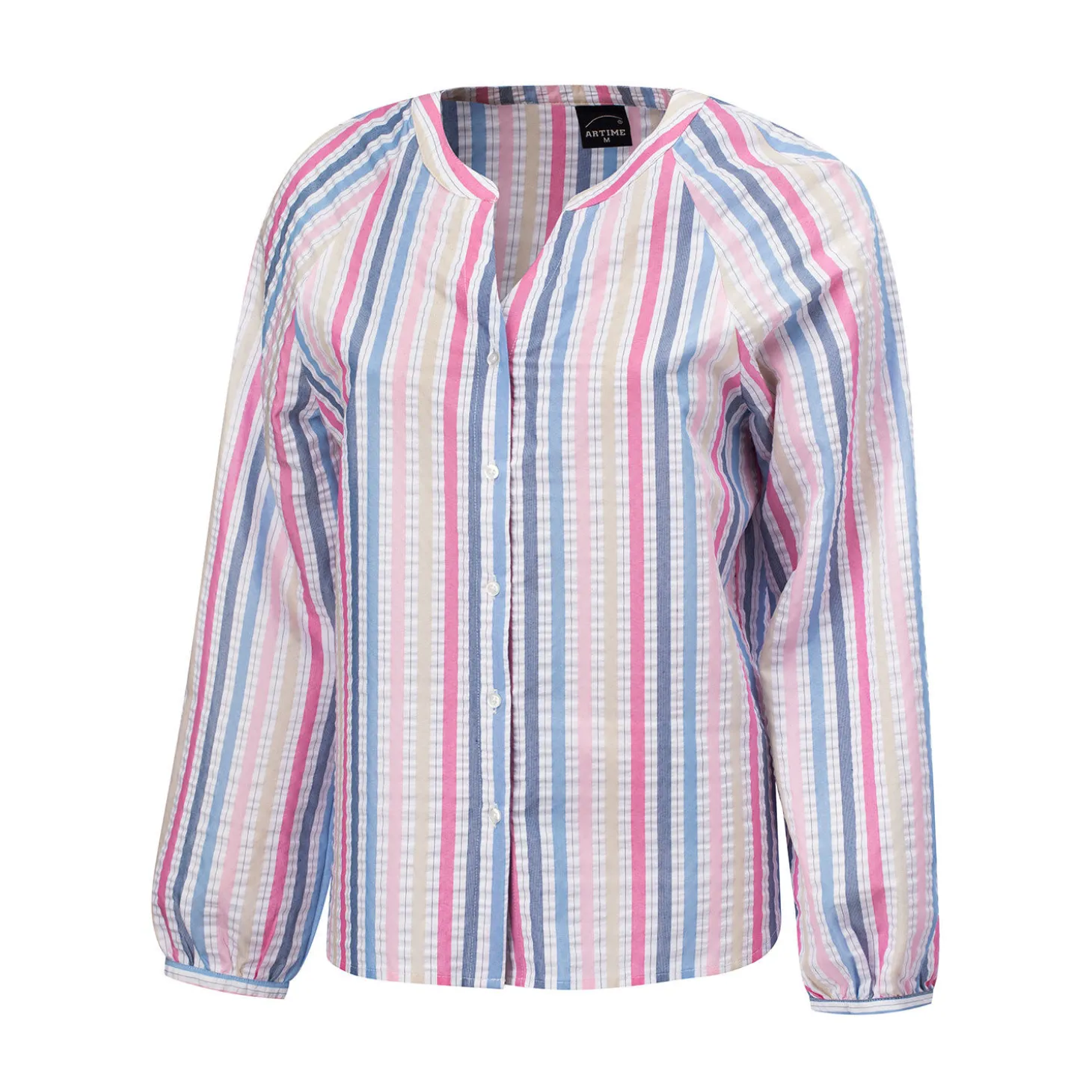 Lockere gestreifte Bluse mit Knopfleiste