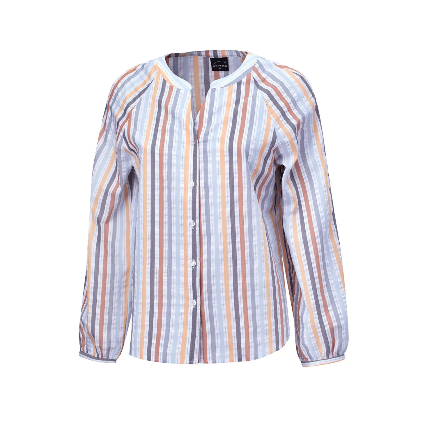 Lockere gestreifte Bluse mit Knopfleiste