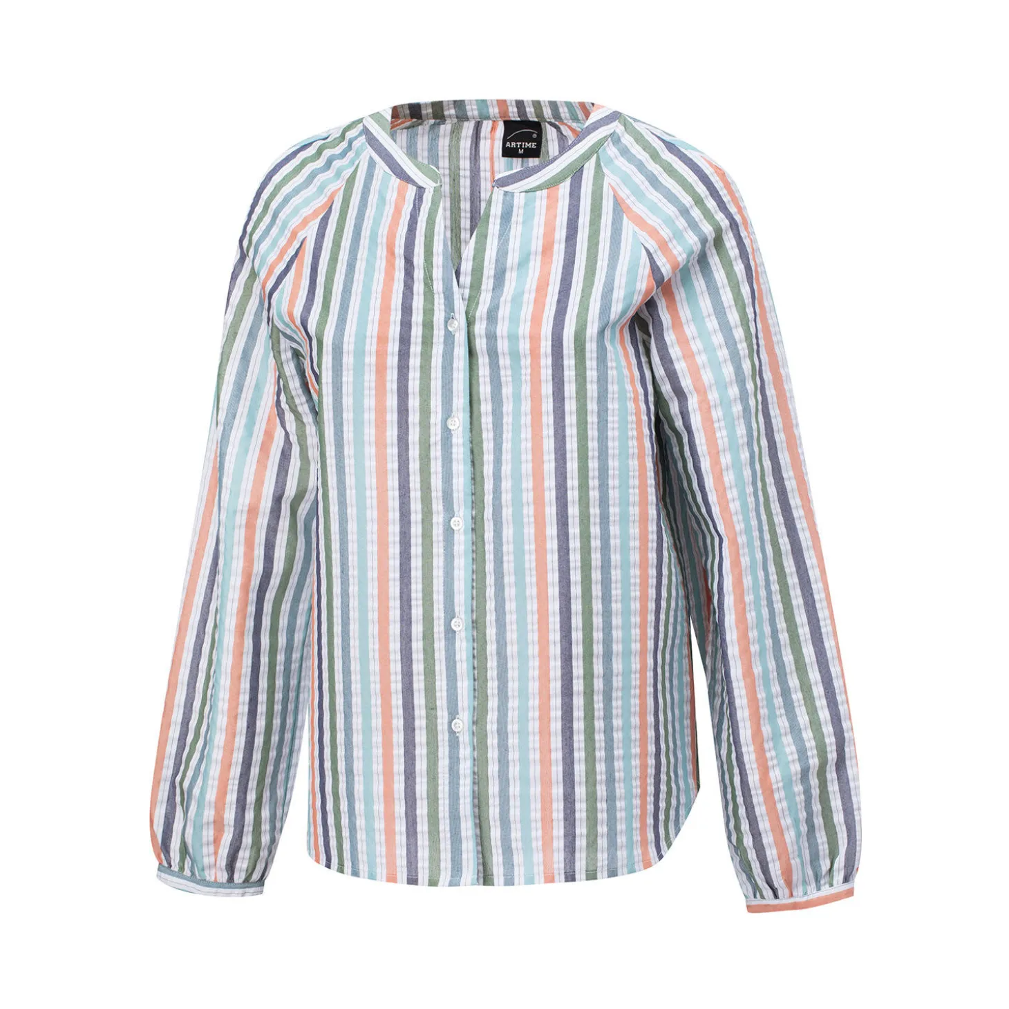 Lockere gestreifte Bluse mit Knopfleiste