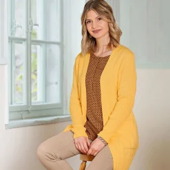 Longcardigan mit Ripp-Effekt