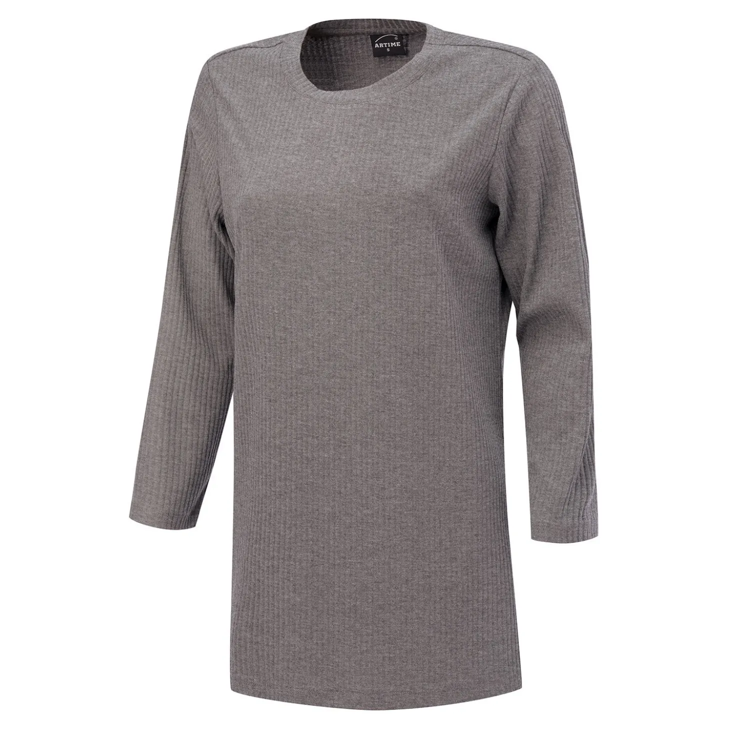 Longshirt mit Rundhalsausschnitt und Rippmuster