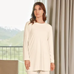 Longshirt mit Rundhalsausschnitt und Rippmuster