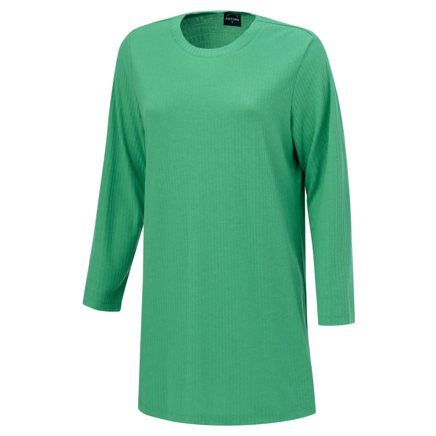 Longshirt mit Rundhalsausschnitt und Rippmuster