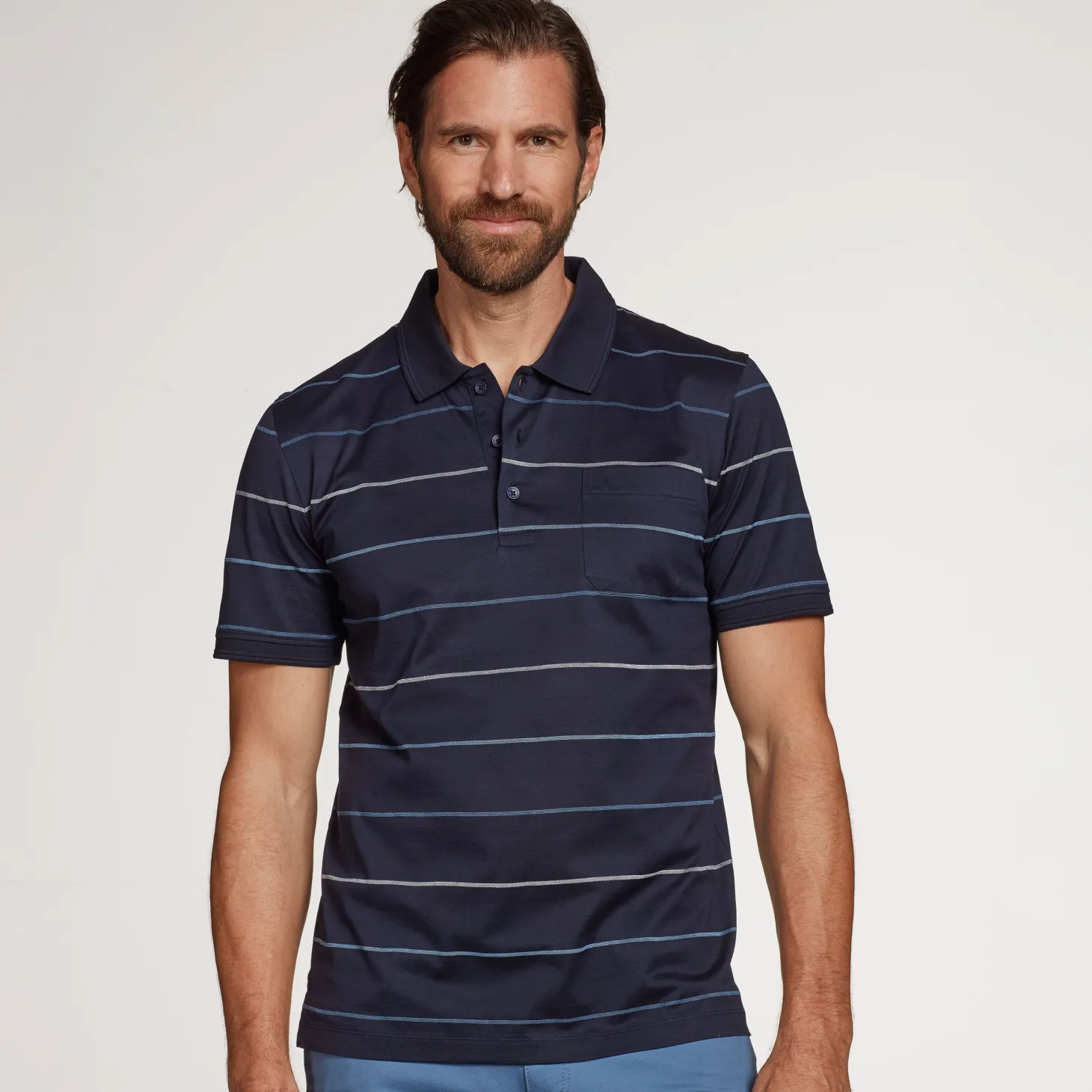 Mercerisiertes Poloshirt gestreift für Herren