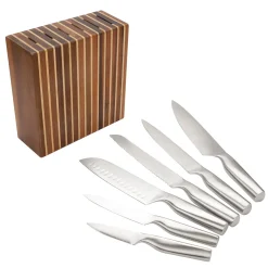 Messer-Block aus Gummibaumholz, inkl. 6 Messern