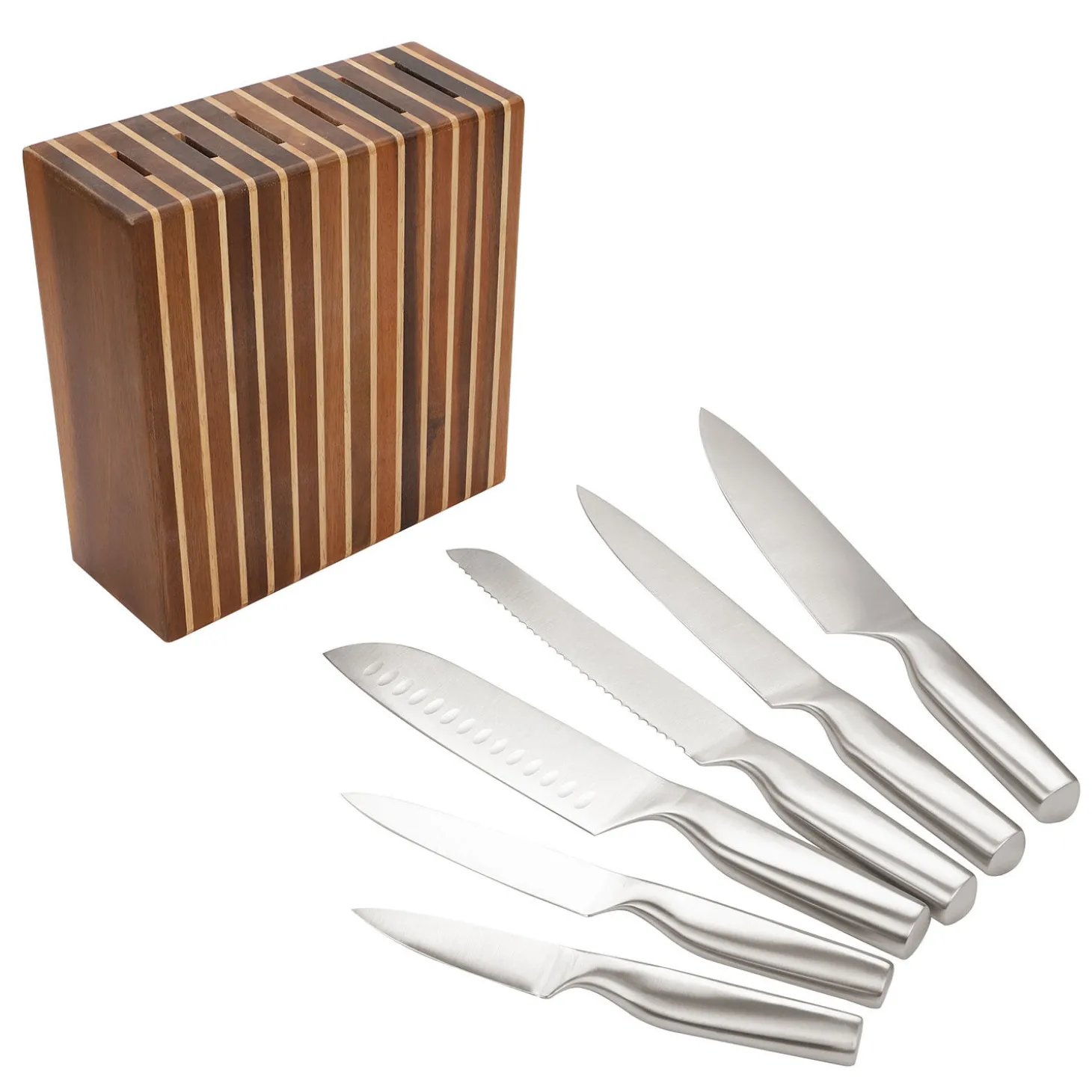 Messer-Block aus Gummibaumholz, inkl. 6 Messern