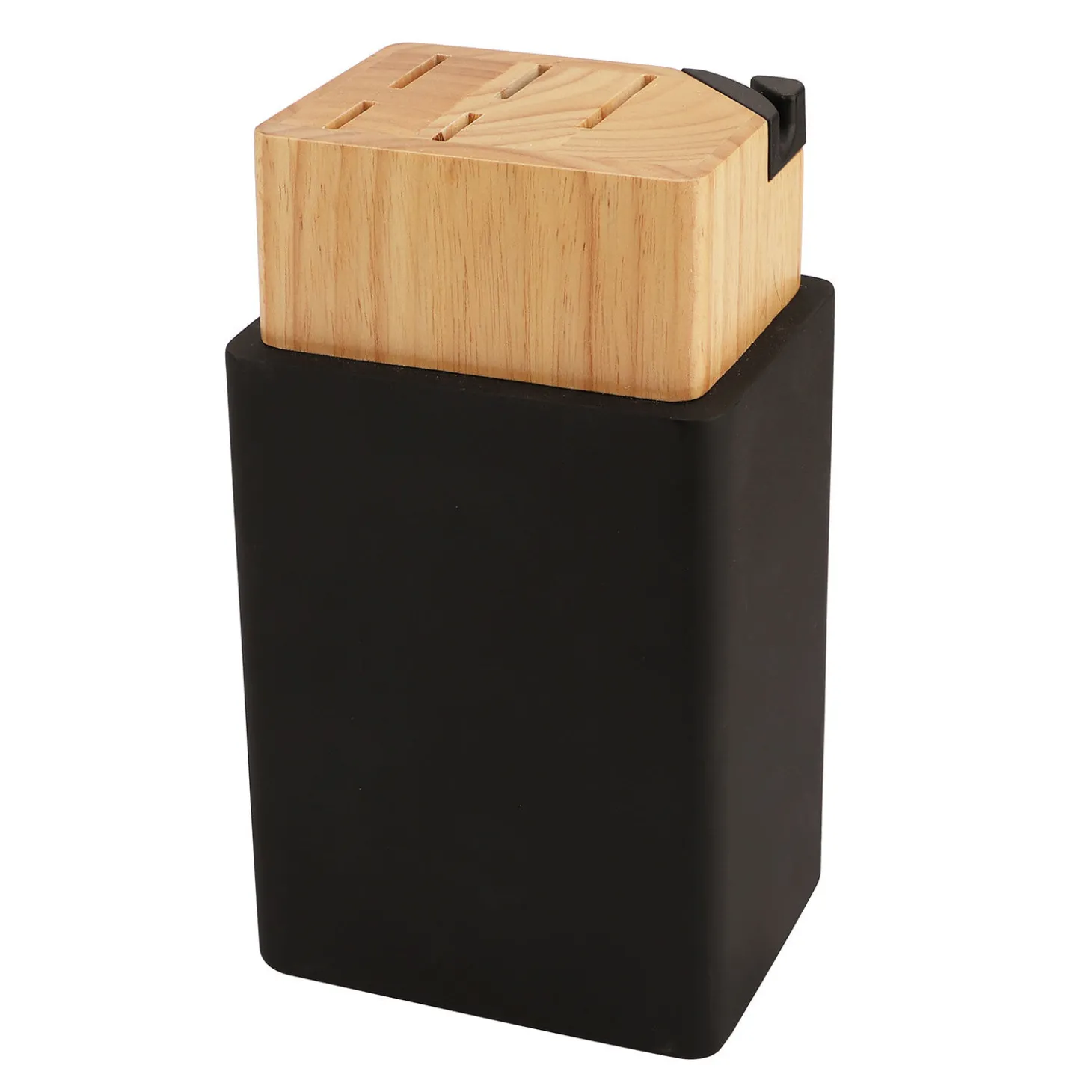 Messer-Block mit schwarzem Sockel und Messerschleifer
