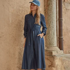 Midi Kleid in Jeansoptik aus Lyocell