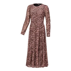 Midi Kleid langarm mit Animal Print