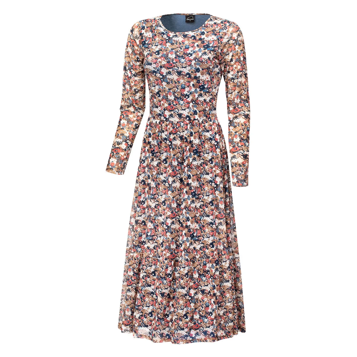 Midi Kleid langarm mit Blümchen Print
