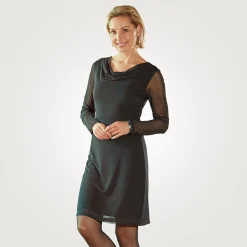 Midi Kleid mit Wasserfallausschnitt und Allover-Print