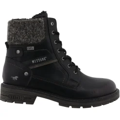 MUSTANG Schnürstiefelette aus pflegeleichtem Softmaterial mit Wollkragenabschluss