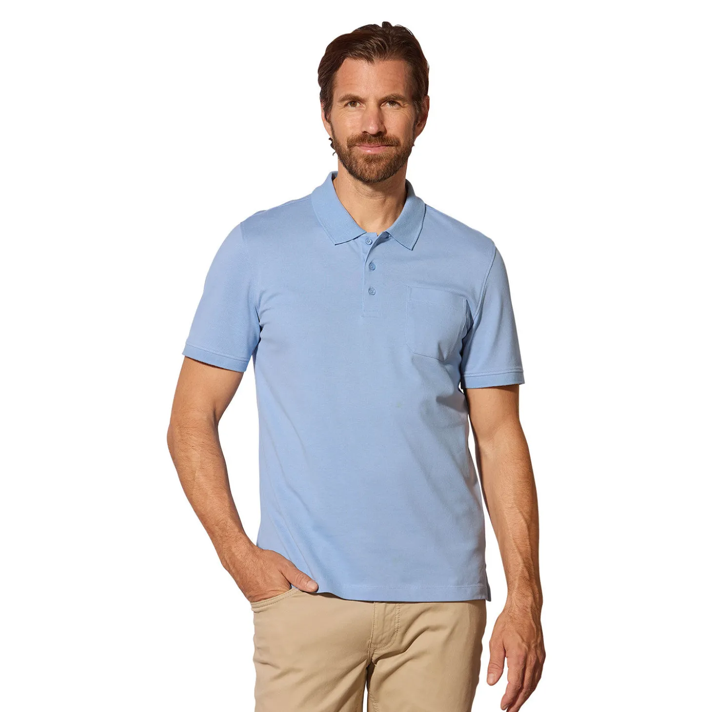 Polo Piqué Shirt uni mit Brusttasche