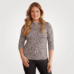 Poloshirt bedruckt mit Reissverschluss Damen