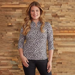 Poloshirt bedruckt mit Reissverschluss Damen