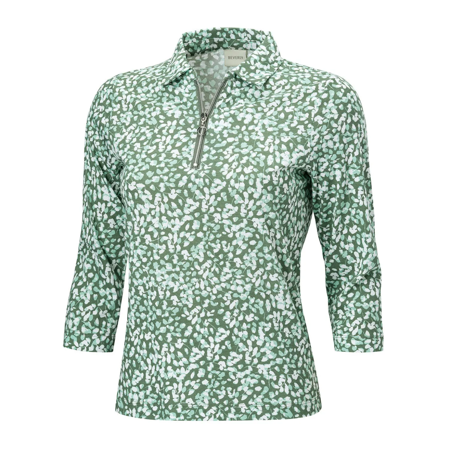 Poloshirt mit Allover-Print und Reissverschluss