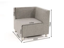 Quick-Dry-Lounge Eck-Sofa, 3-teilig