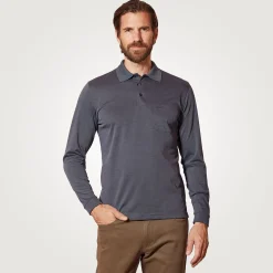 Ragman Herren-Poloshirt langarm uni