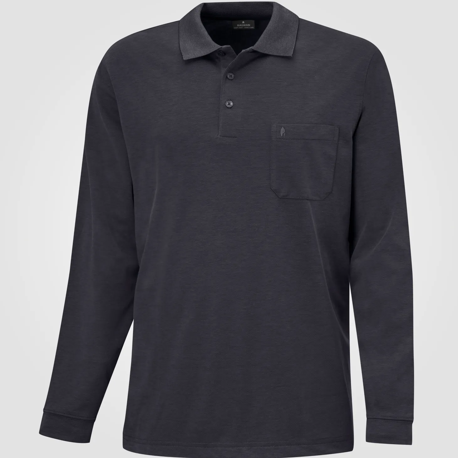 Ragman Herren-Poloshirt langarm uni