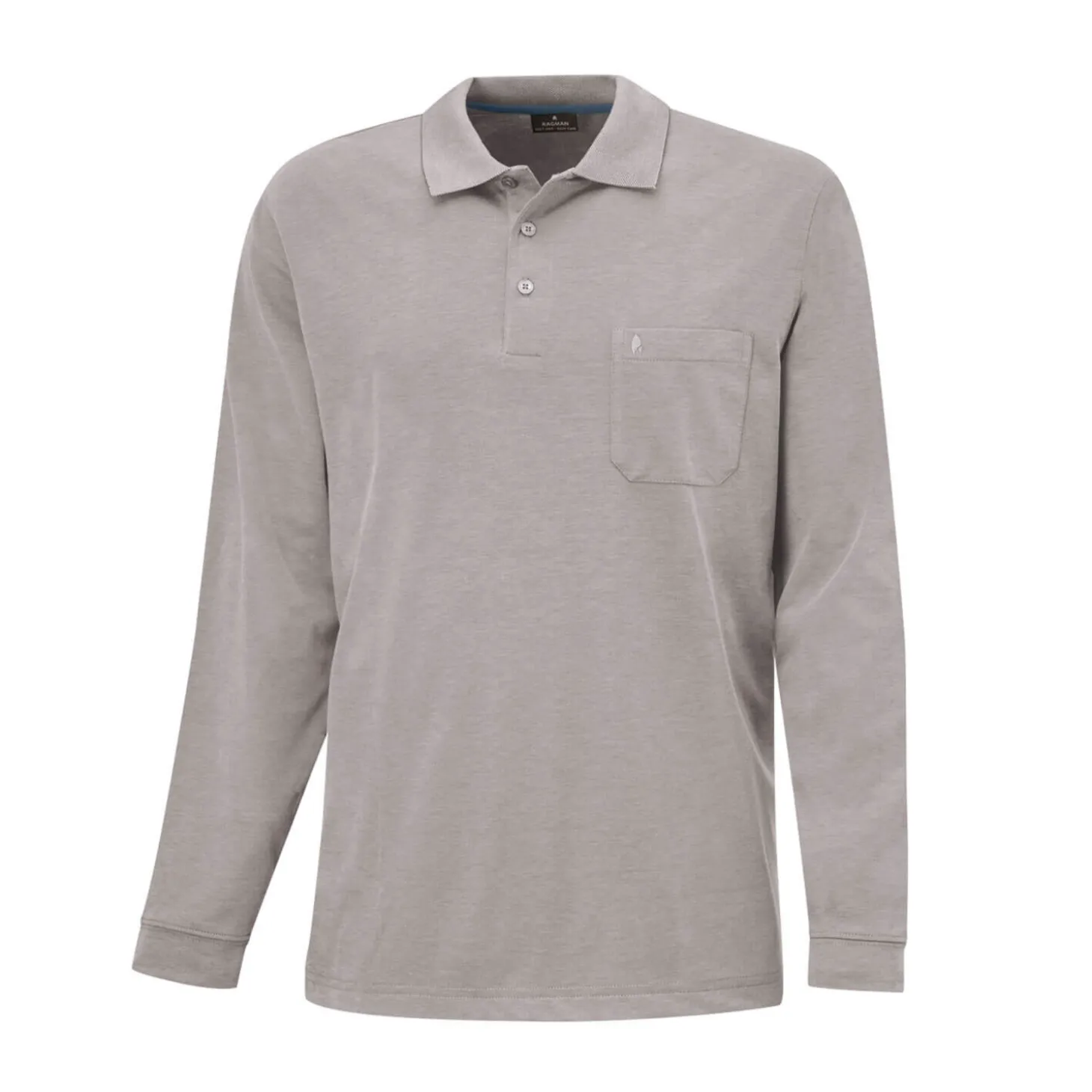 Ragman Herren-Poloshirt langarm uni