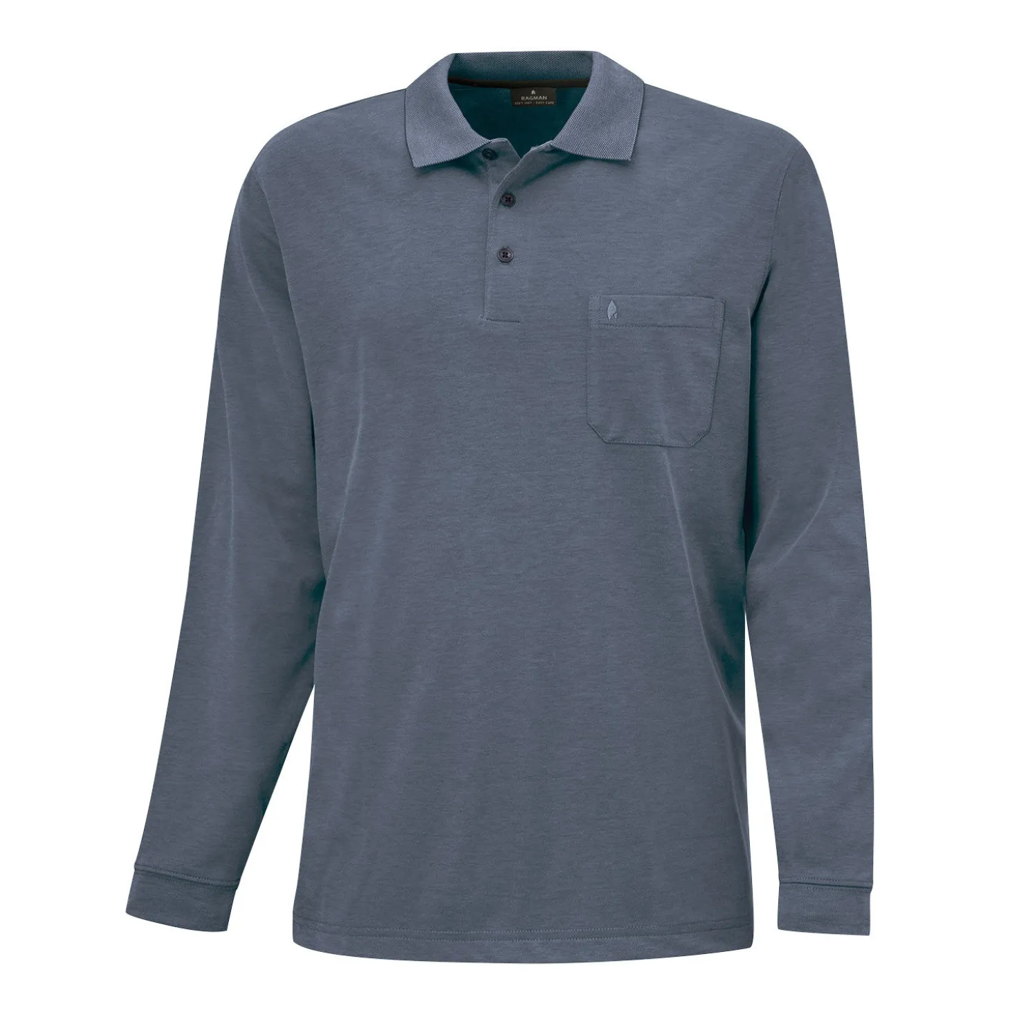 Ragman Herren-Poloshirt langarm uni