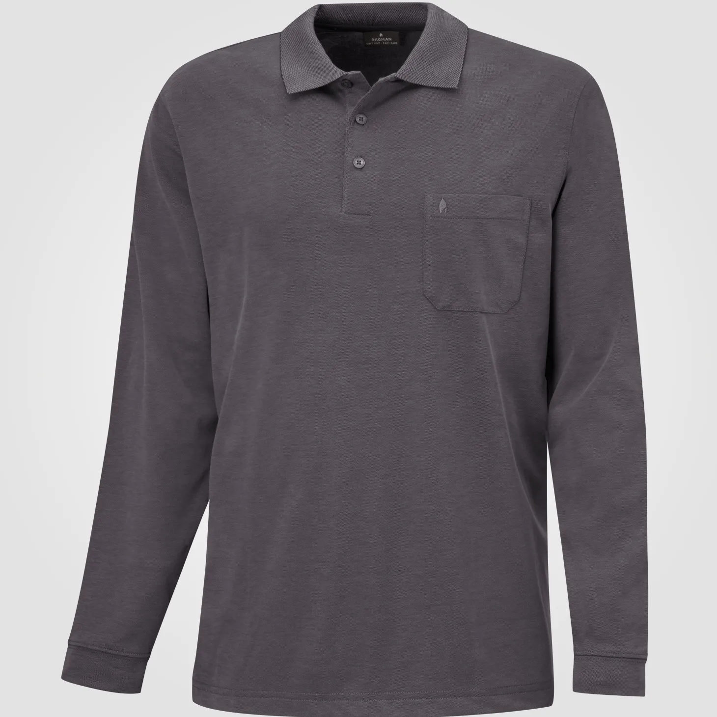 Ragman Herren-Poloshirt langarm uni