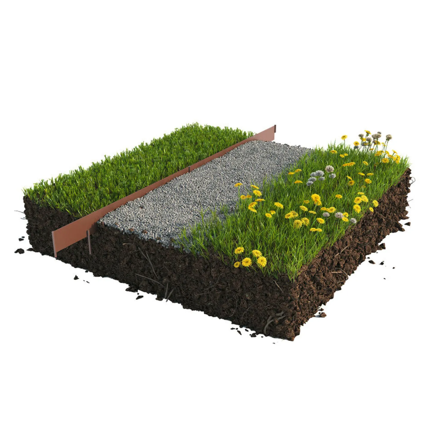 Rasenkante aus Metall 10er Pack à 100 cm