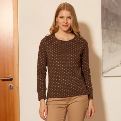 Rundhals-Sweatshirt im Micro-Tupfen-Dessin