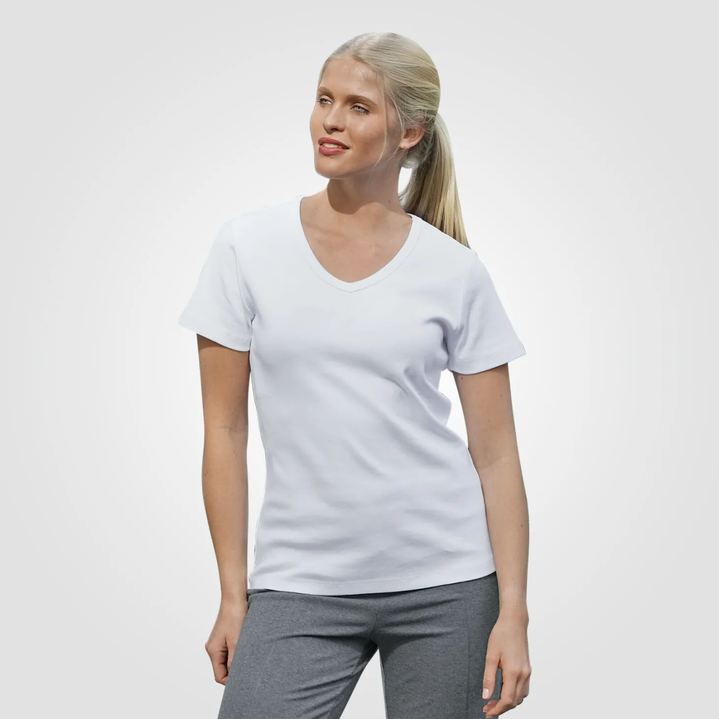 Schlichtes V-Neck Damen T-Shirt