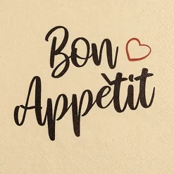 Servietten Bon Appétit avec Cœur