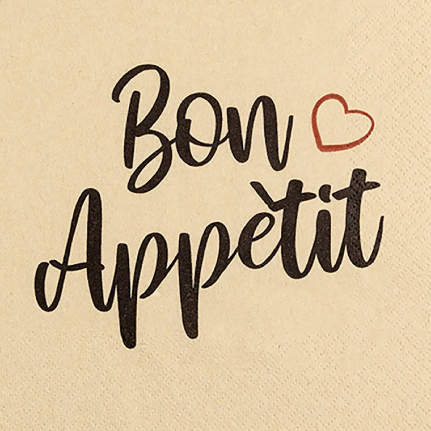 Servietten Bon Appétit avec Cœur
