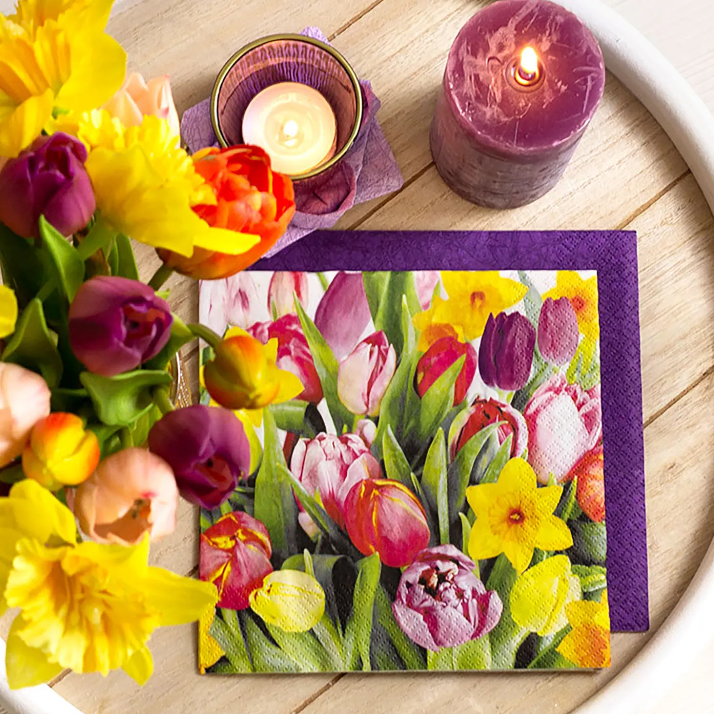 Servietten Bouquet of Tulips